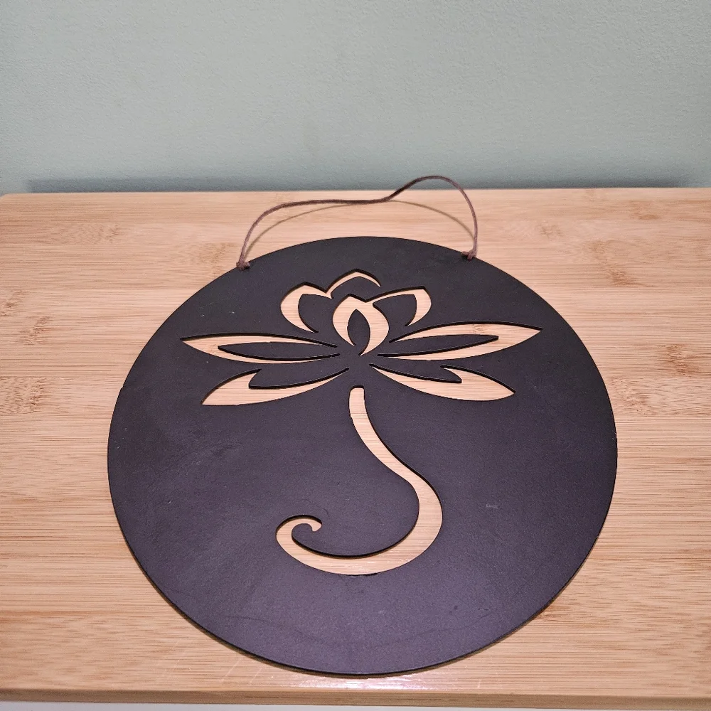 Black Lotus Wall Hanging Decor Metal - Picture 1 of 10